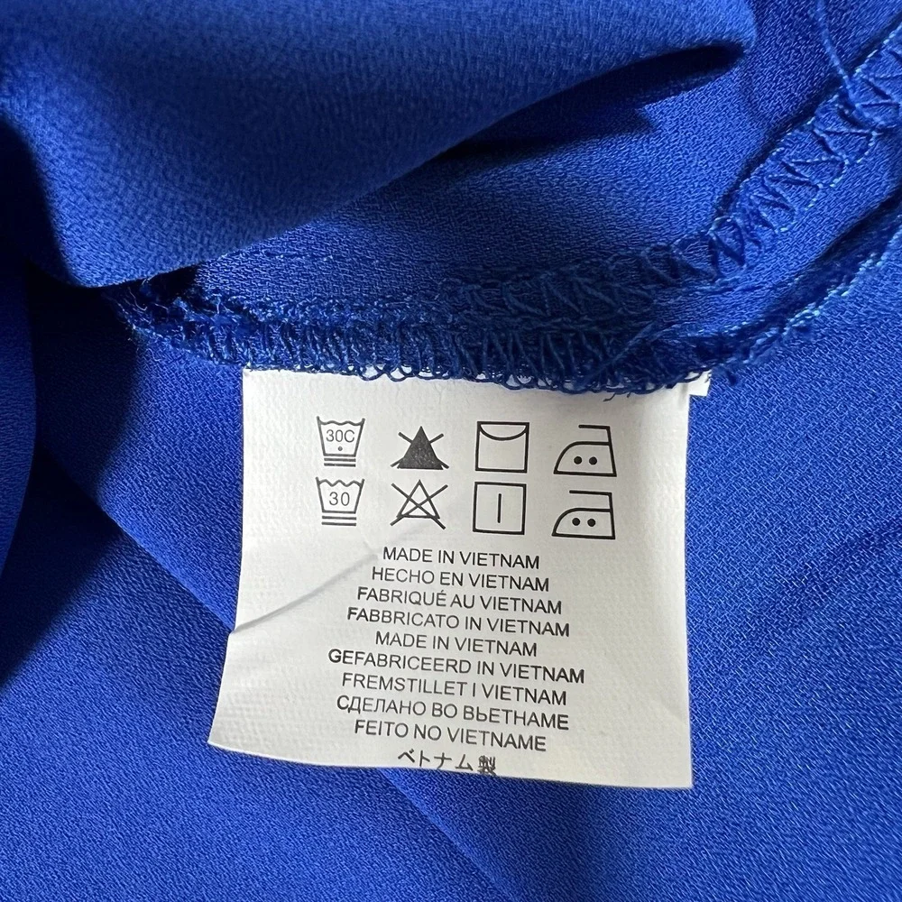 Michael Kors Women's Blue Tank Top Silver Zip‎ Small Sheer Flowy Fairy